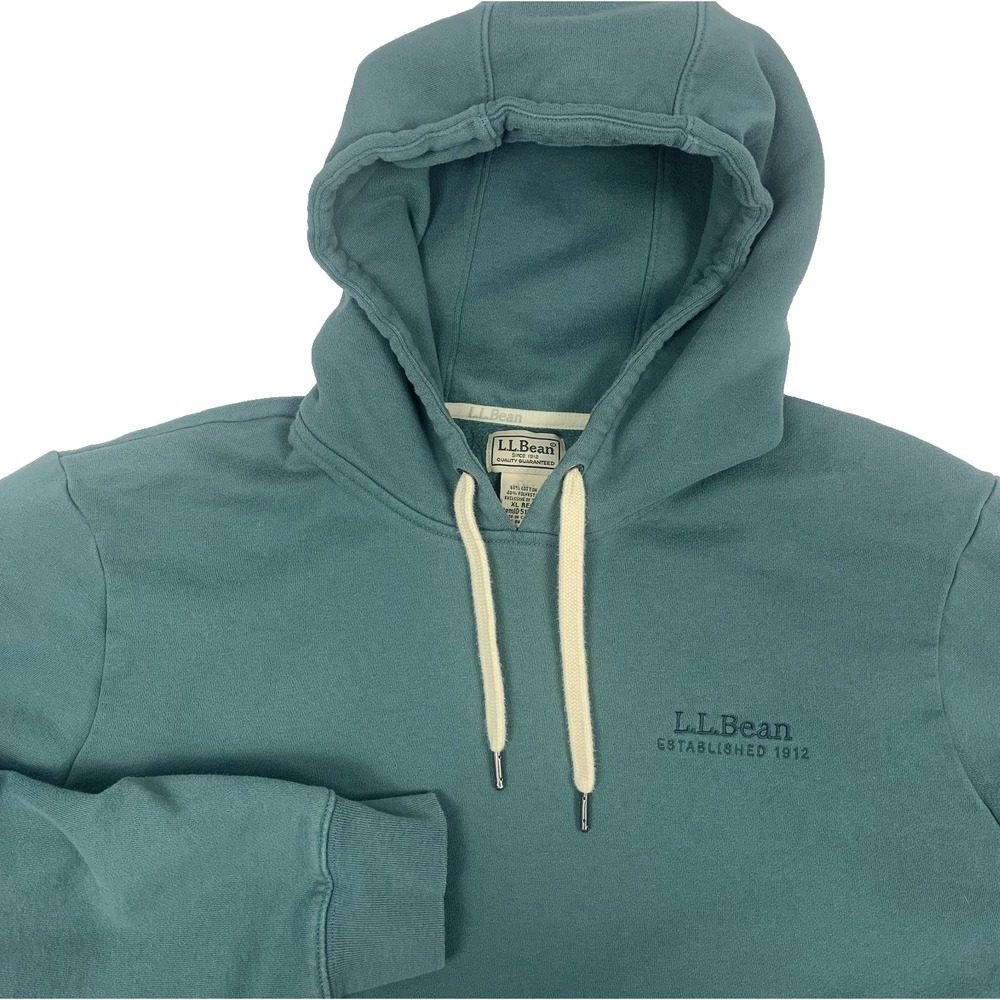 L.L. Bean Pullover Hoodie Mens XL Green Cotton Blend Logo 513820